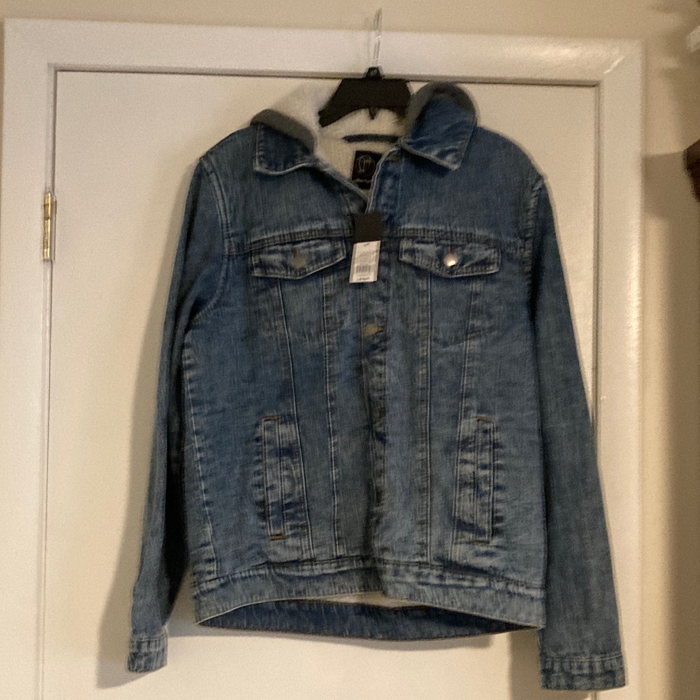 Men’s hooded lined denim jacket size medium